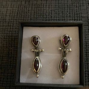 Vintage Sterling Silver Garnet Earrings